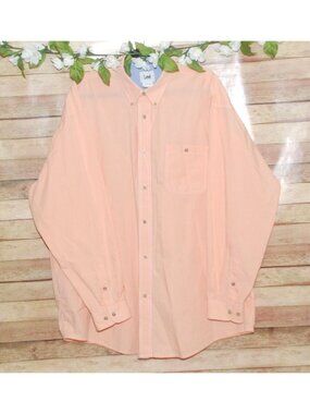 Lee Mens Orange Peach Shirt Size XXL Long Sleeve Button Down Micro Check Pocket